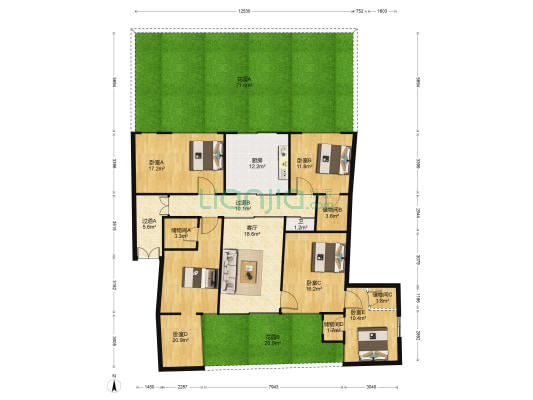 平江路散盘 5室1厅1卫 272平方