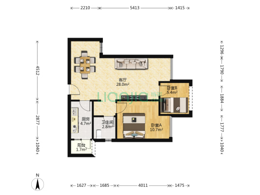碧桂园渝南首府二期 2室1厅1卫 64平方