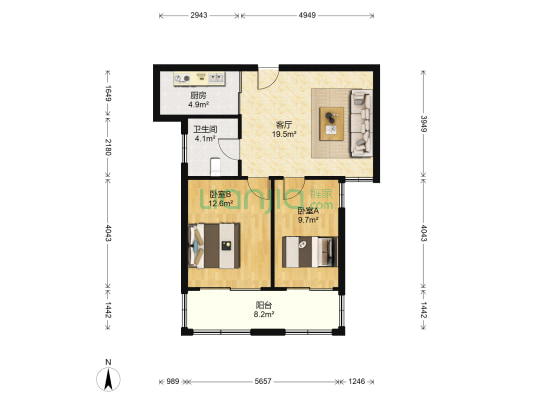 东光家园 2室1厅1卫 82平方