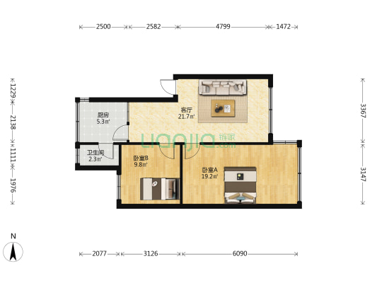 贵惠路135号院 2室1厅1卫 67平方