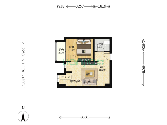 福泉中心 1室1厅1卫 42平方