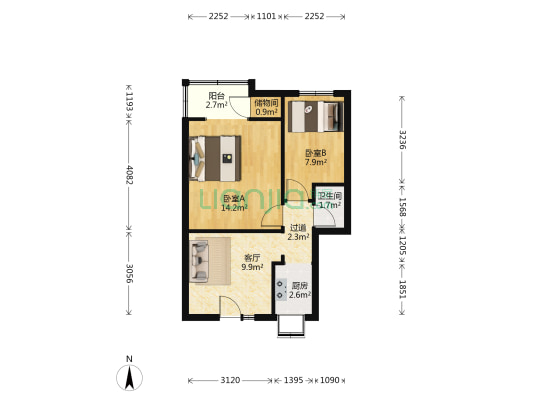 首义三巷 2室1厅1卫 53平方