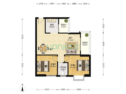 东坪安置房小区 2室1厅1卫 82平方