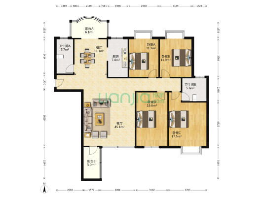 锦绣华府 4室2厅2卫 178平方