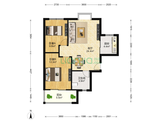 春晖园二区 2室1厅1卫 83平方