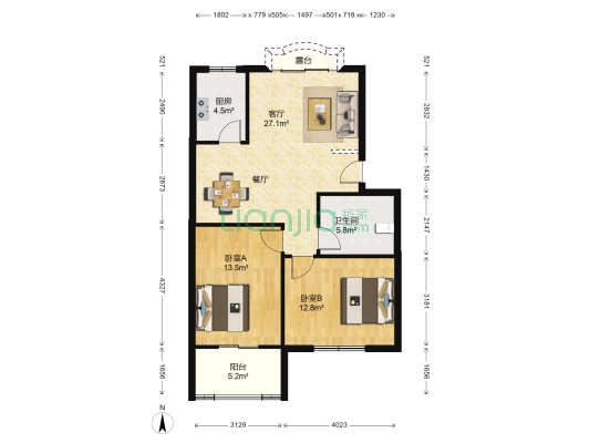 华锦花园二期 2室1厅1卫 85平方