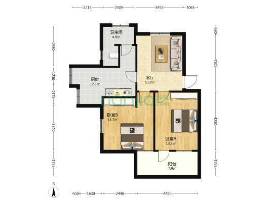 襄阳市森林防火指挥中心家属院 2室1厅1卫 73平方