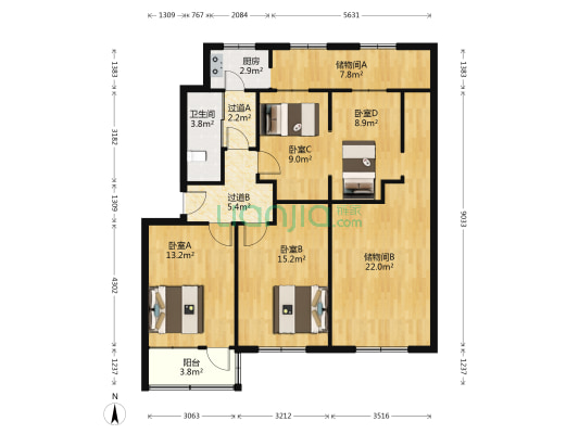 潍柴厂北小区 4室0厅1卫 69平方