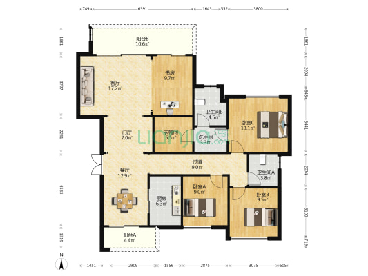 中铁建西派国樾3号地（二期、五期） 4室2厅3卫 150平方