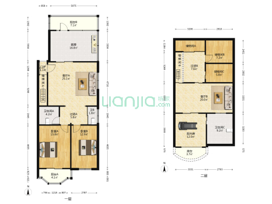 焕玉公寓 2室2厅3卫 130平方