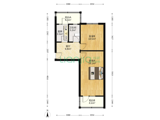 太原陶瓷厂宿舍 2室1厅1卫 63平方