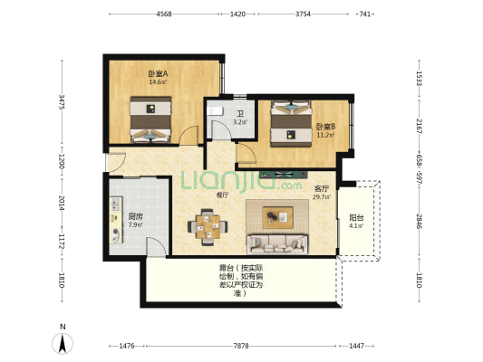金盛豪庭 2室1厅1卫 90平方