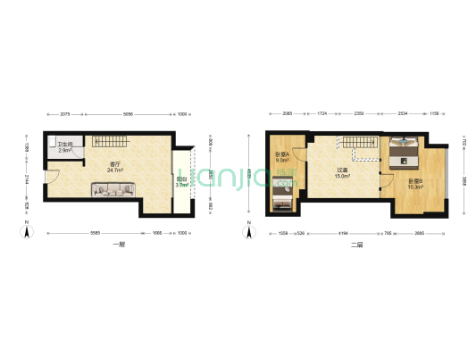 德泰御峰大厦 2室1厅1卫 43平方