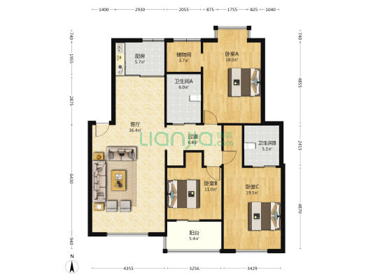 大自然家园(平阳县) 3室1厅2卫 134平方