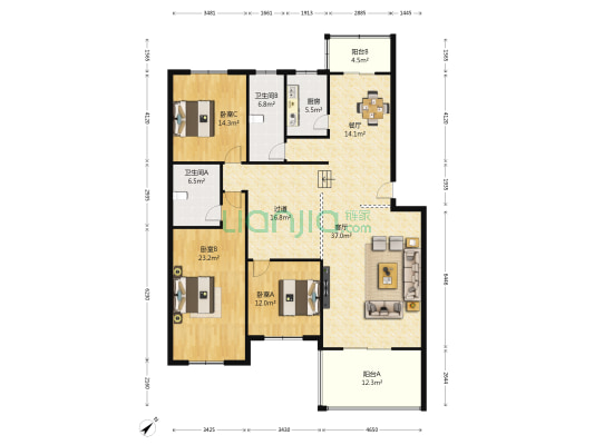 金水花园 3室2厅2卫 175平方