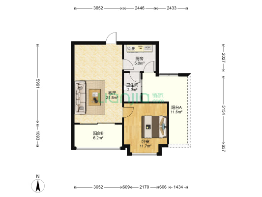 怡安豪庭 1室1厅1卫 64平方