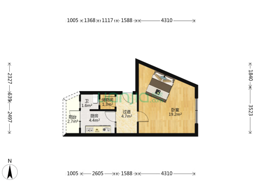 翠湖园小区 1室0厅1卫 45平方