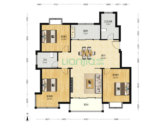 塍丰社区 3室1厅2卫 142平方