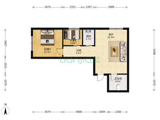 小新街 2室1厅1卫 67平方