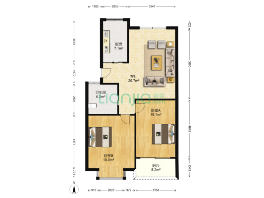 森海豪庭 2室1厅1卫 93平方
