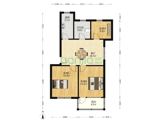 梅花弄 3室1厅1卫 78平方