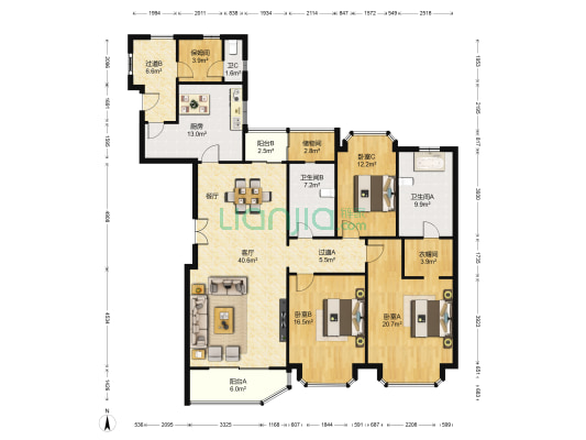华丽家族古北花园 3室1厅3卫 201平方