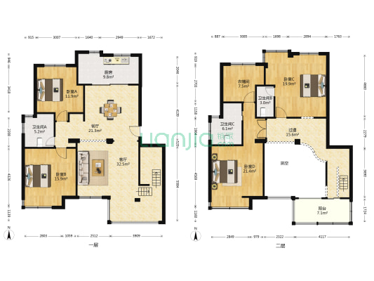 都市森林二期 4室2厅3卫 103平方