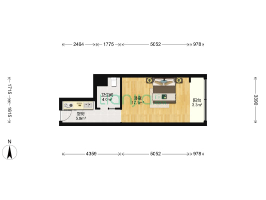 永年大厦 1室0厅1卫 43平方