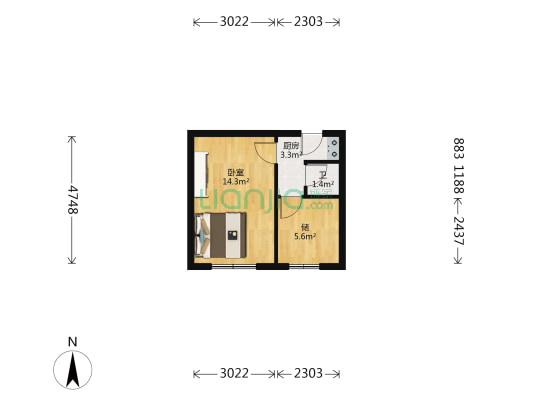 安静街 1室0厅1卫 33平方