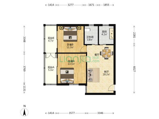 新怡苑小区 2室1厅1卫 77平方