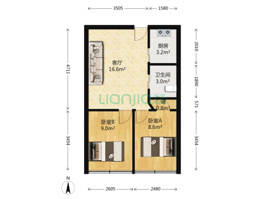 教工里 2室1厅1卫 54平方