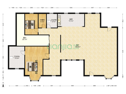 水岸观邸 2室1厅2卫 722平方