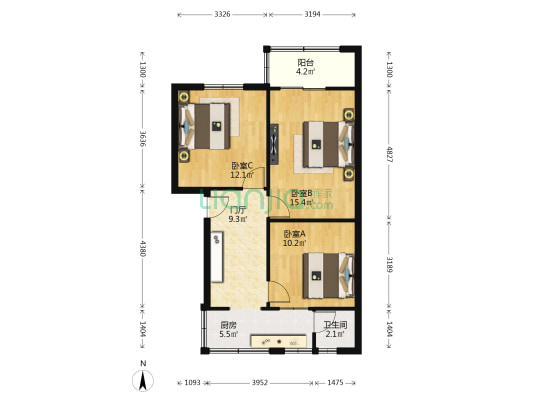 方池街9号 3室0厅1卫 63平方