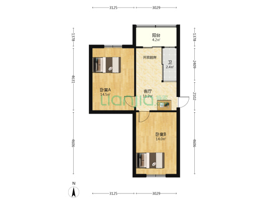 荣工街 2室1厅1卫 61平方