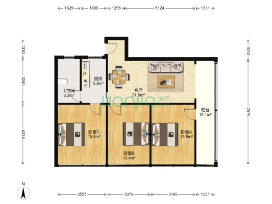 威清社区 3室1厅1卫 106平方