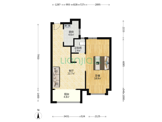 天津新鸥鹏教育城 1室1厅1卫 75平方
