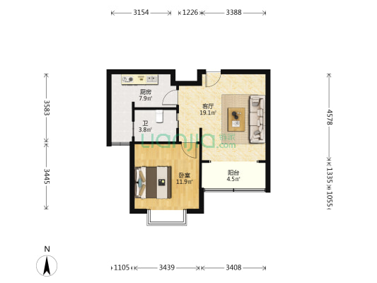 鹏健苑 1室1厅1卫 60平方