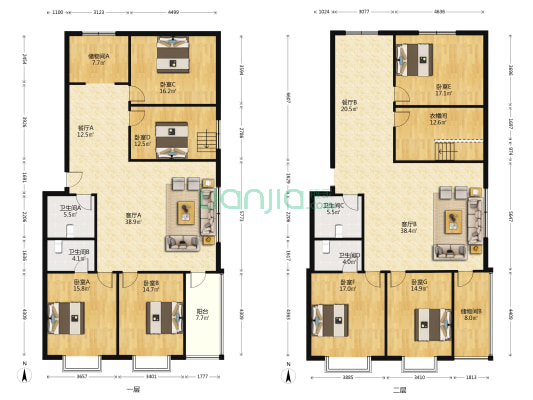 山西省老年公寓 7室4厅4卫 360平方