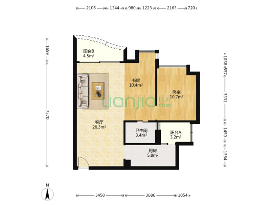 隆德大厦 2室1厅1卫 82平方