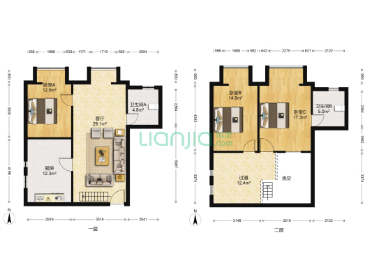 市政天元城 3室1厅2卫 76平方