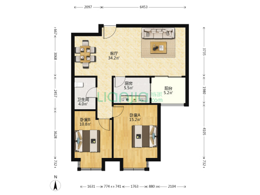 麦岛家园 2室1厅1卫 106平方