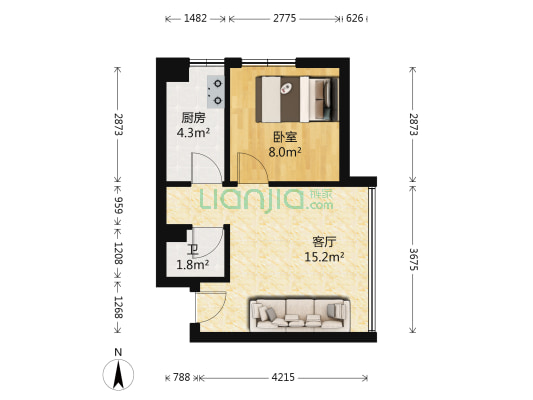 爱俪精舍 1室1厅1卫 46平方