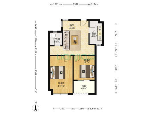 骏丰玲珑坊东苑 2室1厅1卫 73平方