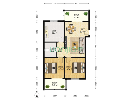 祥和里45号 2室1厅1卫 78平方