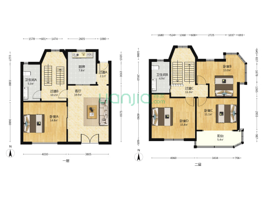 鸿宝二村(别墅) 4室1厅2卫 122平方