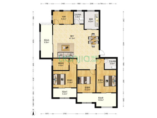 紫荆樾府 4室1厅2卫 137平方