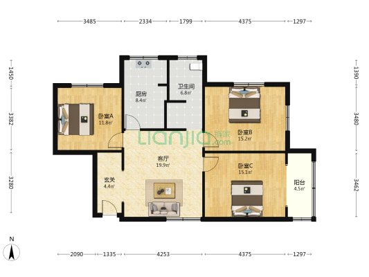 邮政曲阳大楼 3室1厅1卫 111平方