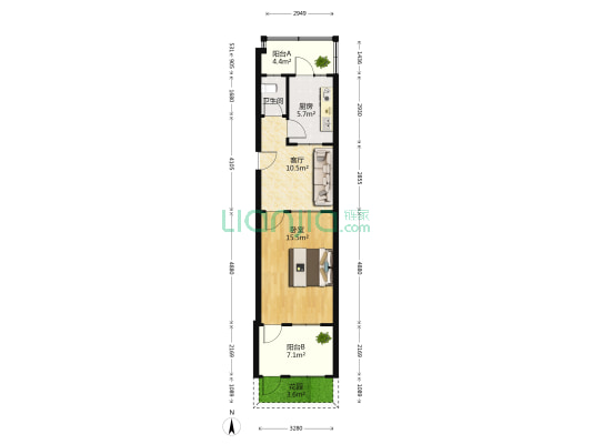 英雄山路76号 1室1厅1卫 53平方