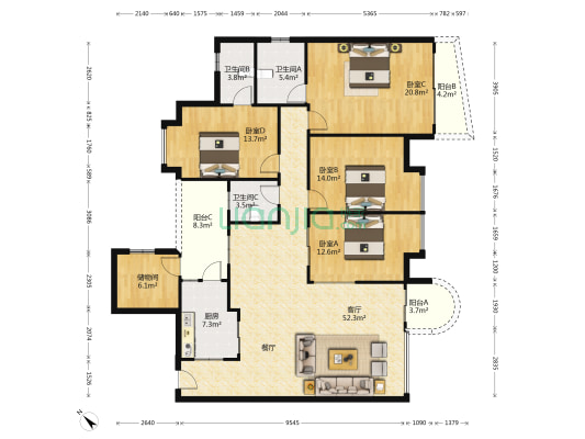 新世纪豪园碧水蓝天 4室1厅3卫 188平方