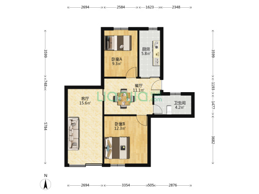 宝善路153弄 2室2厅1卫 56平方